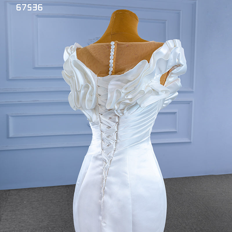 Elegant Casual Dresses White Stain Long Sleeve Princesses Bridal Gowns Wedding Dresses - Image 7