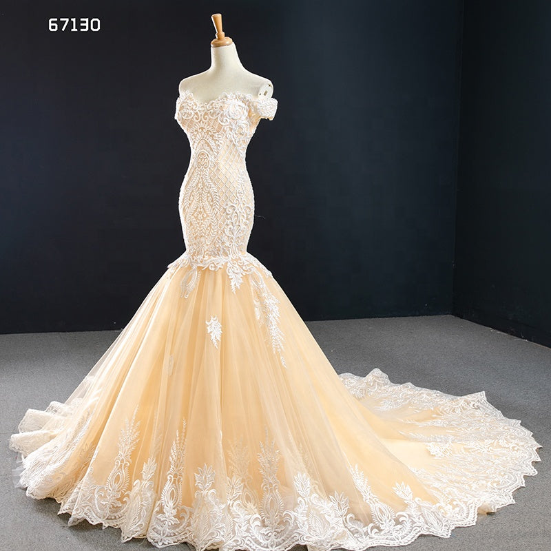 Mermaid Off Shoulder Real Photos Lace Applique Sexy Wedding Dress