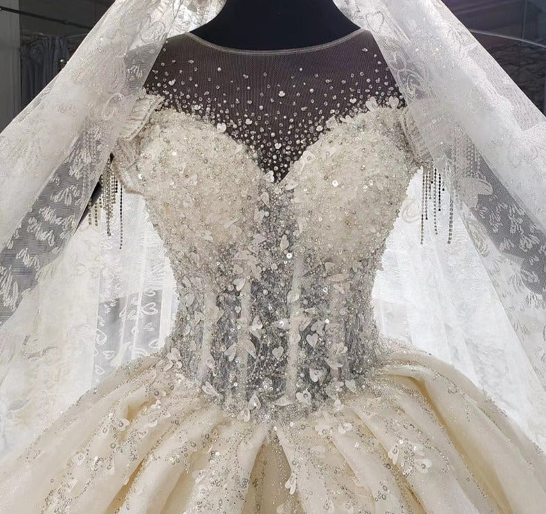Long Sleeve Lace Beading Sequin Wedding Dresses - Image 6