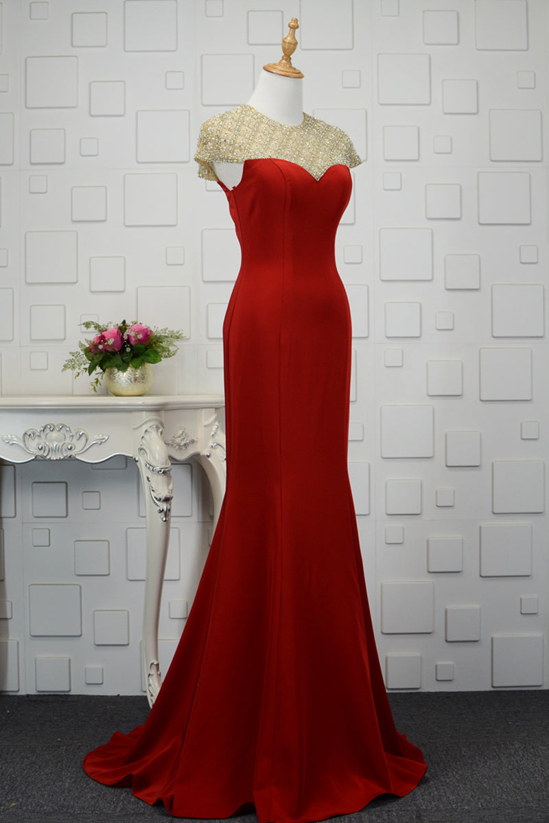 Ladies New Elegant Sequined Tight-Fitting Red Mermaid Evening Dress - Image 6