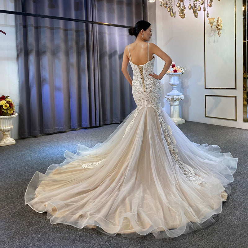 2022 New Sweetheart Wedding Dress Sexy Tulle Lace Embroidered Slim Dress - Image 2