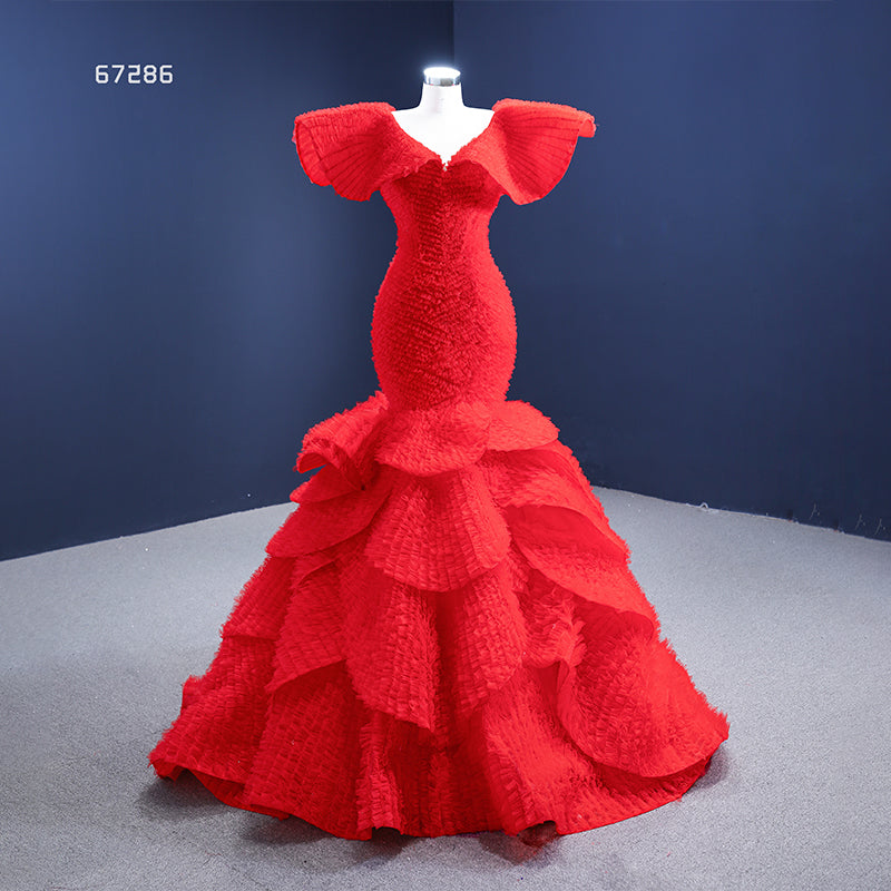Women Elegant Mermaid Red Women Fashion Evening Dress - Image 2