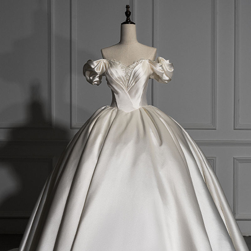 Modern Sweetheart Off Shoulder Ball Gown Lace Up Wedding Dress - Image 5