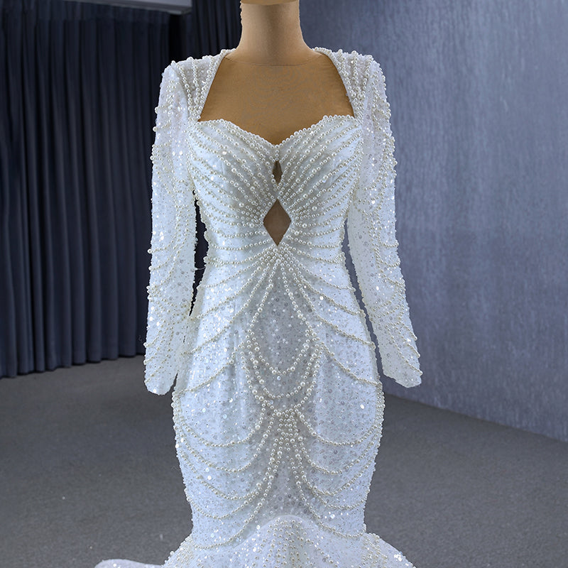 Beaded Wedding Dresses Generous Crystals Bridal Dress Long Formal Handmade Bride Gown - Image 5