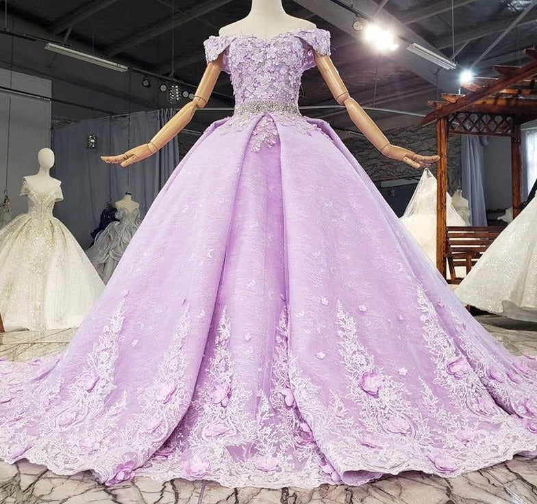 Off Shoulder Fashion Elegant Lady Purple Evening Dress