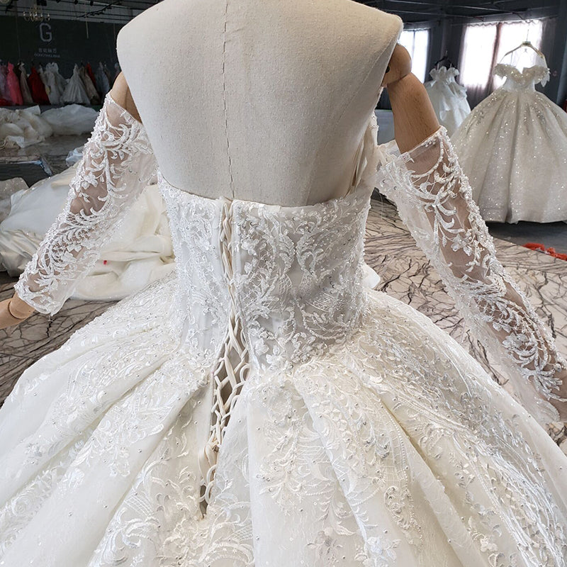 Wedding Dress Tulle Luxury Bud White Embroidered Ladies Wedding Dress - Image 7
