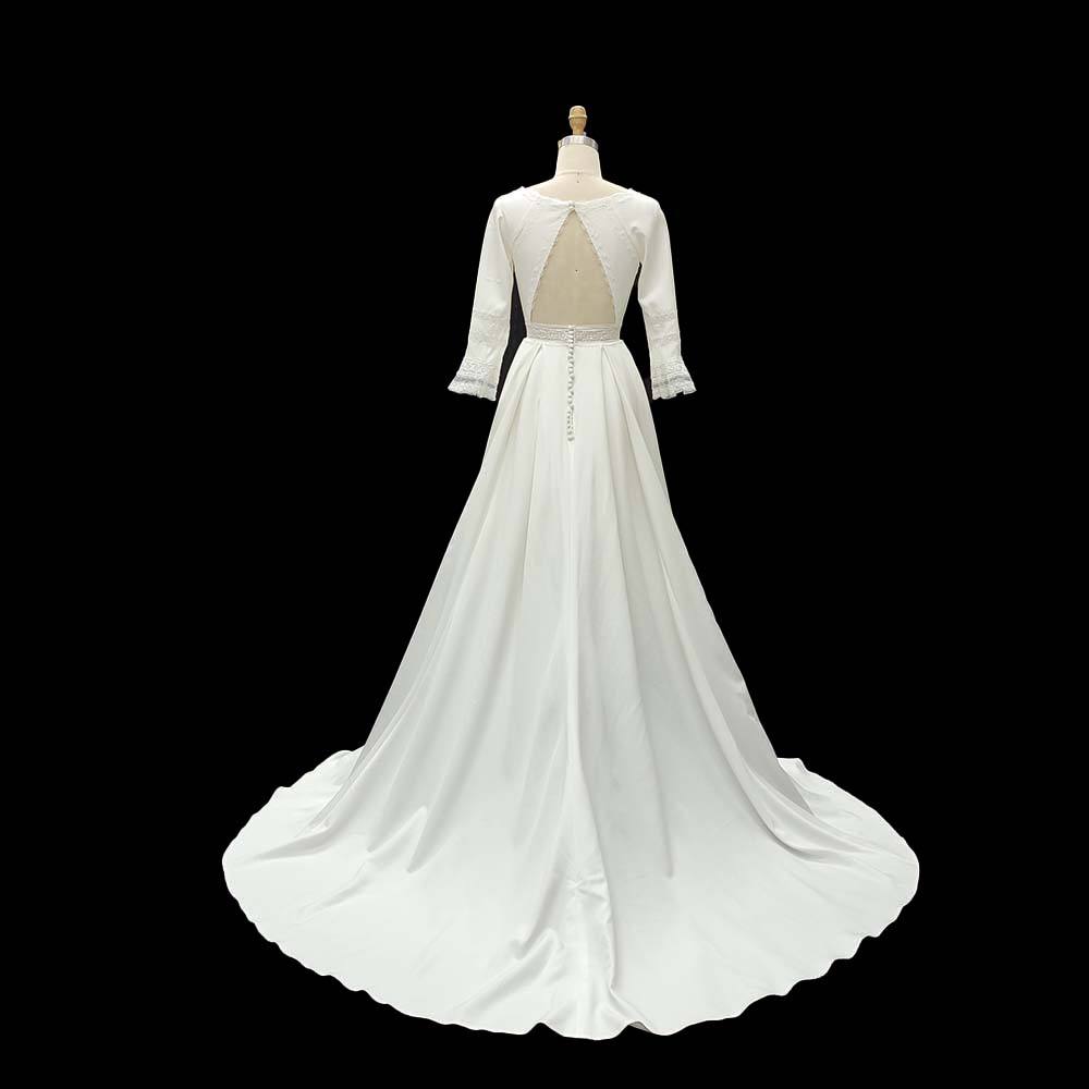 A Line Wedding Dress Party Prom Bridal Long Sleeve Bridesmaid Maxi Wedding Dresses - Image 5