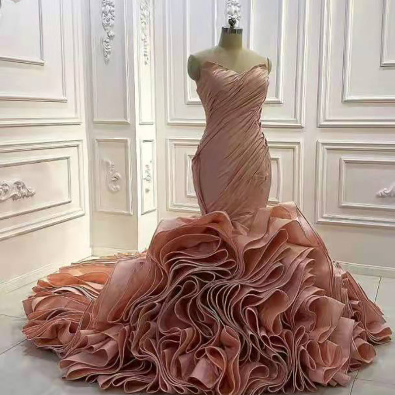 2022 New Elegant Sweetheart Sleeveless Satin Mermaid Ladies Wedding Dress Party