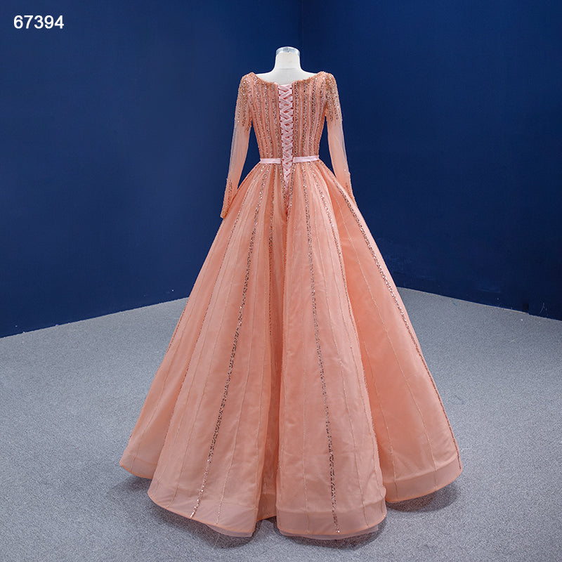 High Quality Elegant Lace Fringed Long-Sleeved Square Neck Party Evening Dress - Image 4