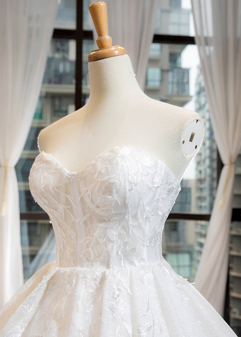 sweetheart luxury long wedding dress plus size princess wedding dress