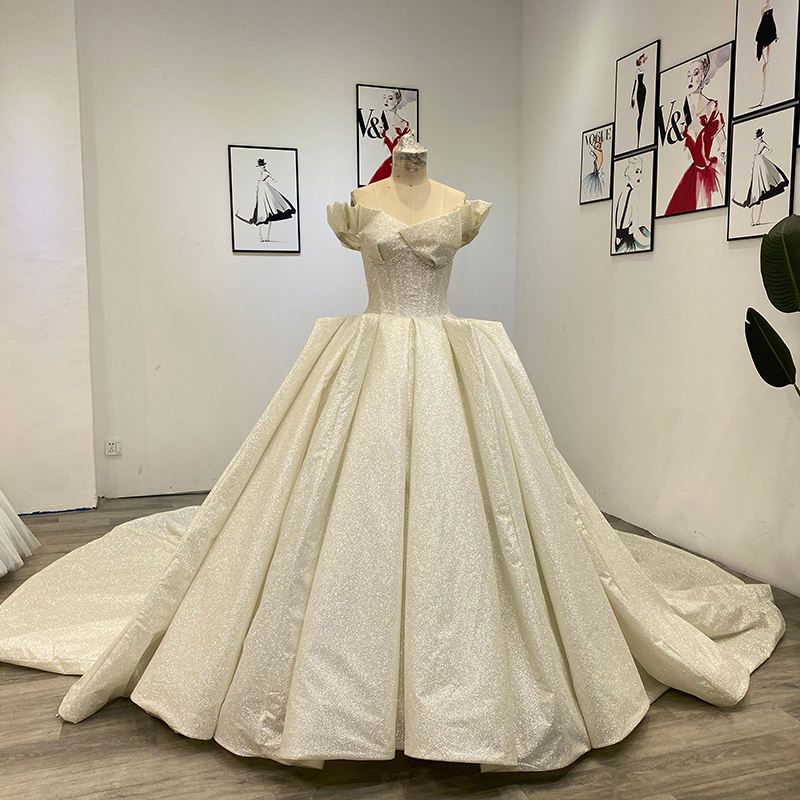 Glitter Champagne Luxury Ball Gown Dresses For Women Wedding