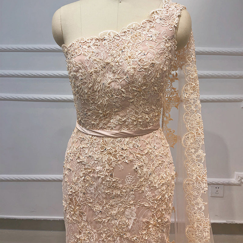 Latest Design Solid Color One Shoulder Shiny Sequin Party Dresses High Slit Full Length Women Evening Dresses - Image 4