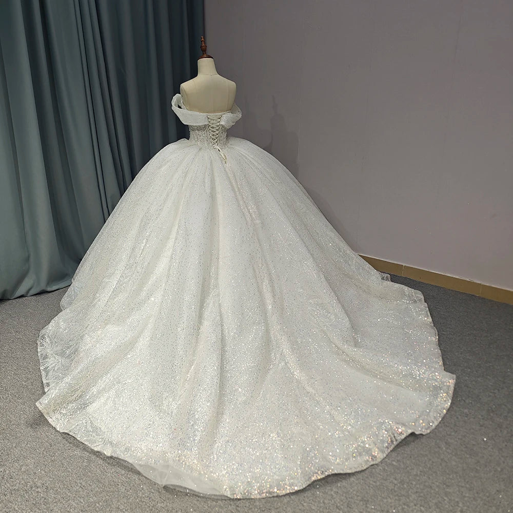 Strapless White Quinceanera Dress Sequin Dresses Sweetheart Neck Crystal Evening Dress - Image 6
