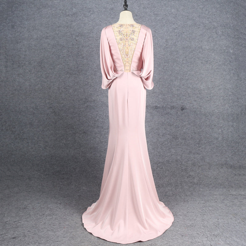New Elegant Dress Women'S Party Bag Hip Fishtail Flying Sleeve Evening Dress Excellent Satin 2022 - Image 4