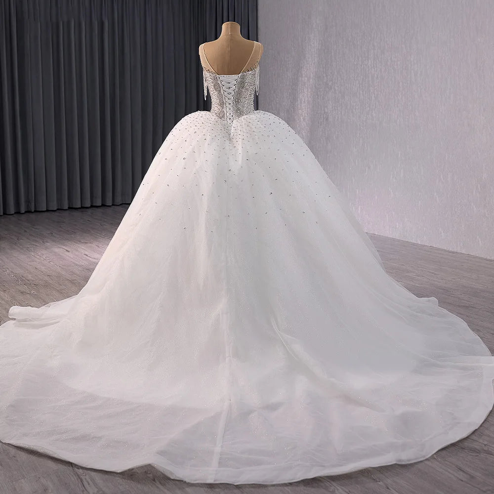 Modern Ball Gowns Wedding Dresses Elegant Lace Up Back Bridal Gowns Sequins Beading Bride Dress - Image 2