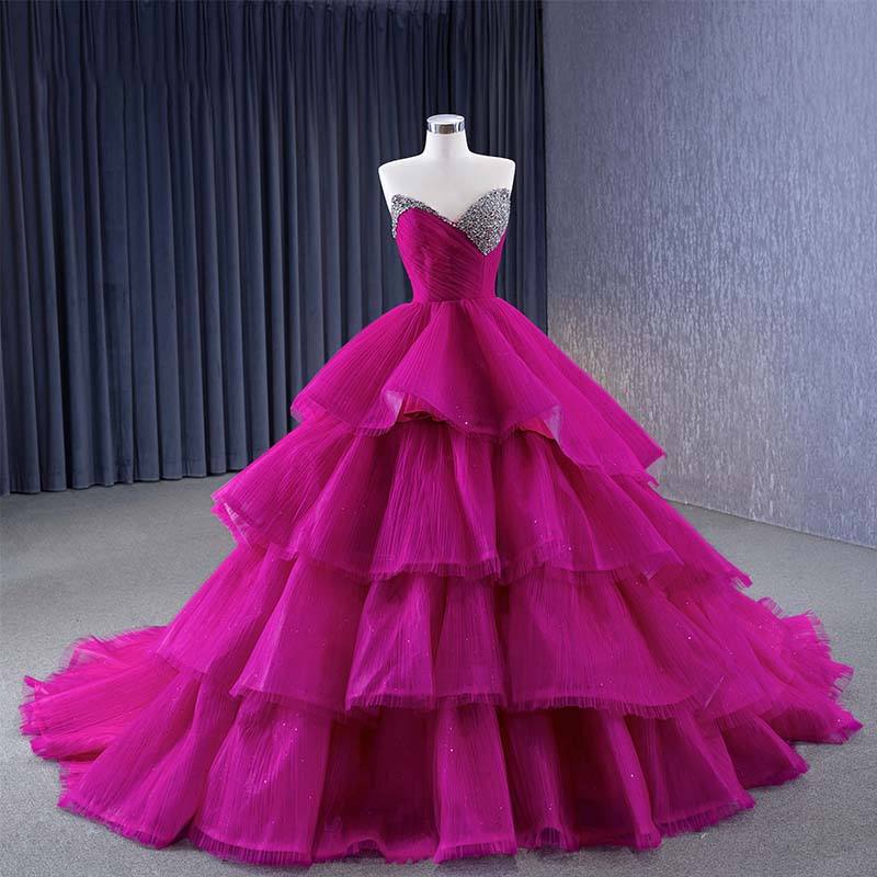 Vintage Layering Pink Diamond Two Wear Party Ball Gown Evening Dresses