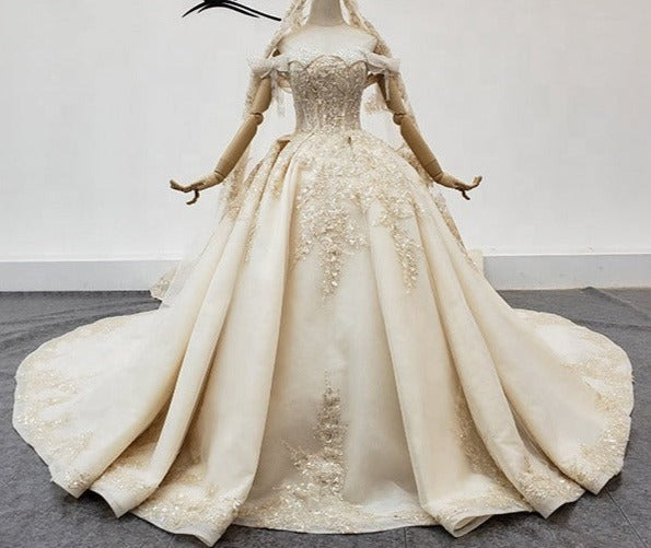 Traditional Bling Beading  Gowns Wedding Dresses Bridal