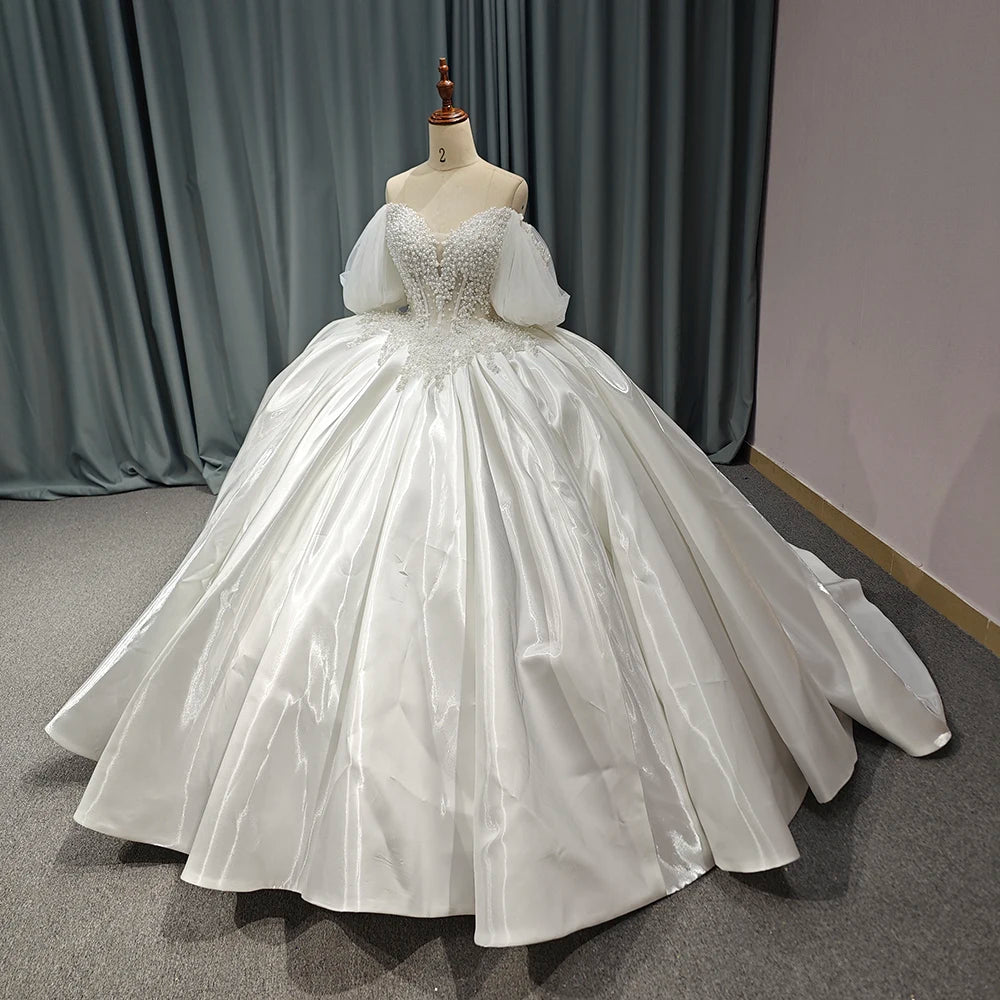 Off Shoulder Sweet Gowns wedding Dress Sequin Wear Pageant Pearl Ball Gown Princess Dresses - Image 3