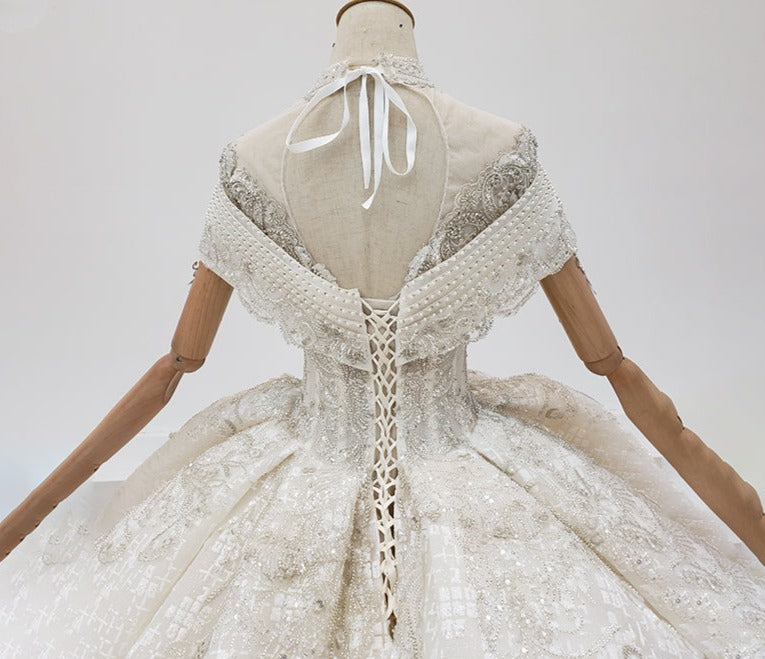 High Neck Sequined Dresses Wedding Dress Bridal Gowns - Image 7