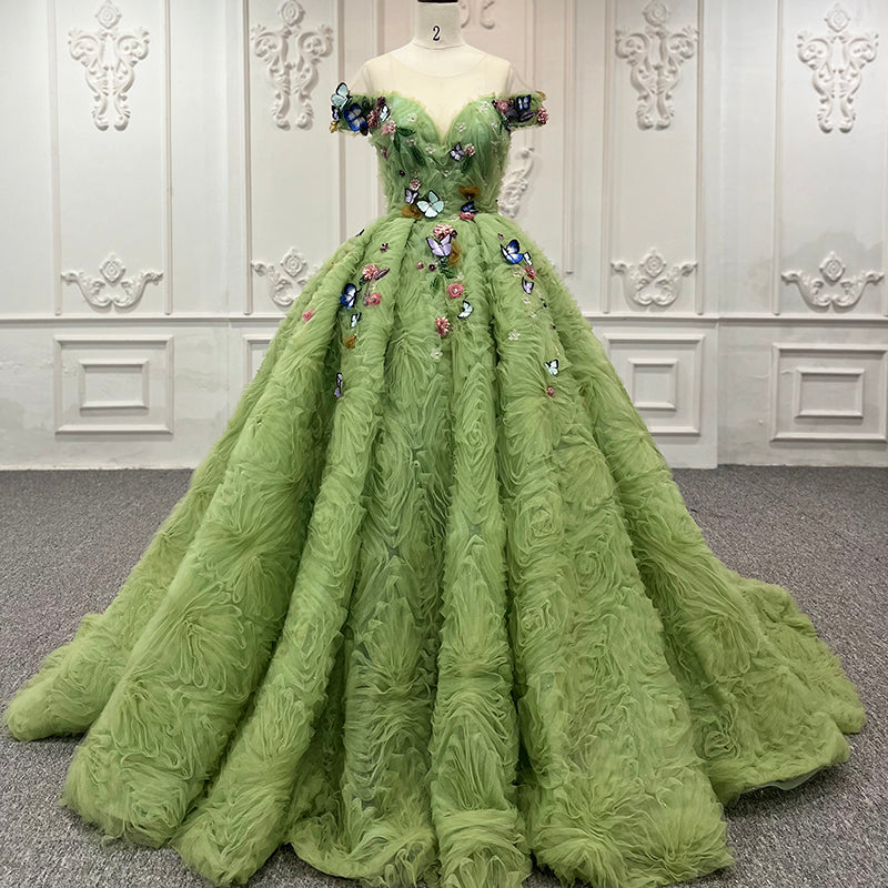 2022 Latest Design Lace Green With Bow Retro Elegant Prom Evening Dress