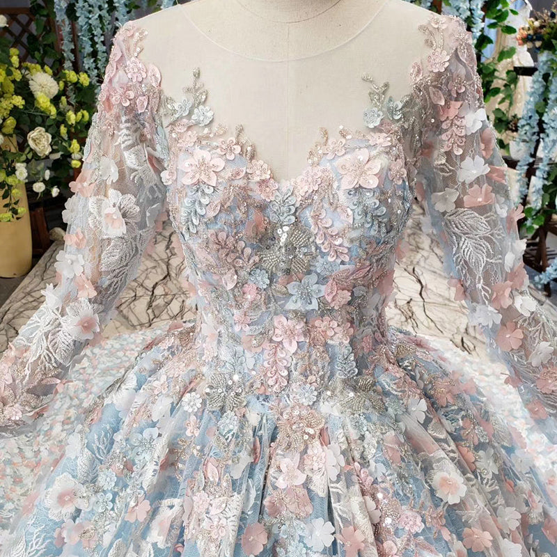3d flower pattern designer evening gown dress - Image 3