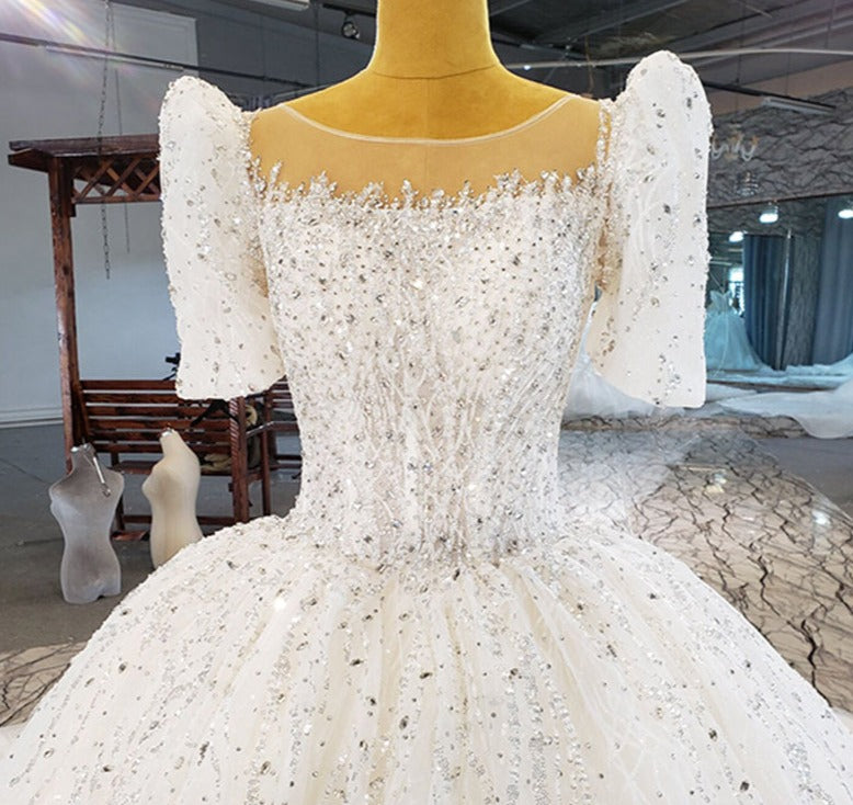 Heavy Beading Sequin Luxury Ball Gown Wedding Dresses Bridal - Image 6