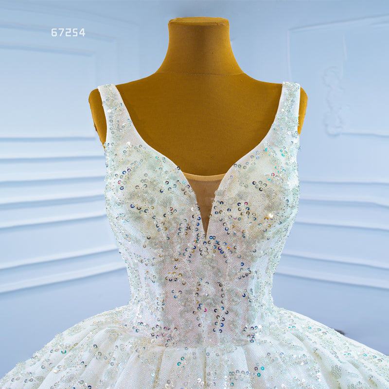 Bohemian Deep V Neck Luxury Heavy Beading Wedding Dress Bridal Gown - Image 5