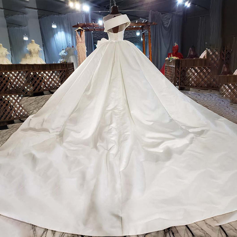 Marriage Satin A Line Beautiful High Quality Wedding Dress - Image 5