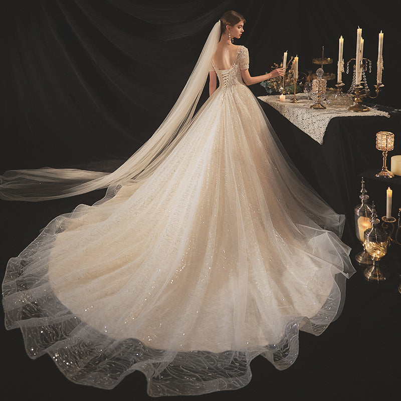 Women Fashion Elegant Princess Wedding Dress Bridal Gown - Image 5