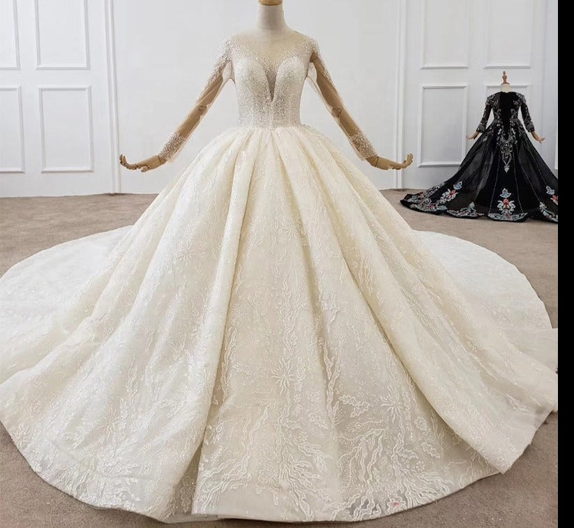 wedding dress long sleeve crystal lace bridal gowns - Image 3