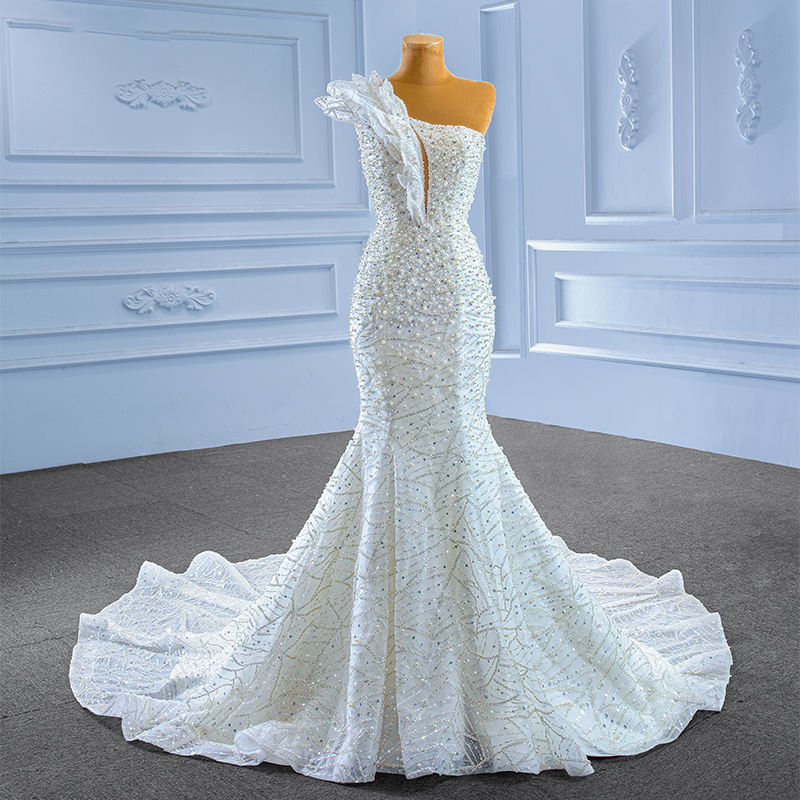beads Party Long Sleeve Long Wedding Dress