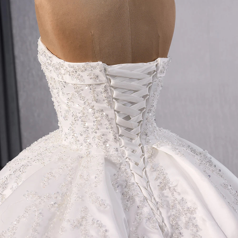 Princess Ball Gown Wedding Dresses Lace Applique Bead Sweetheart Sweep Train Vintage Plus Size Bridal Gowns - Image 2