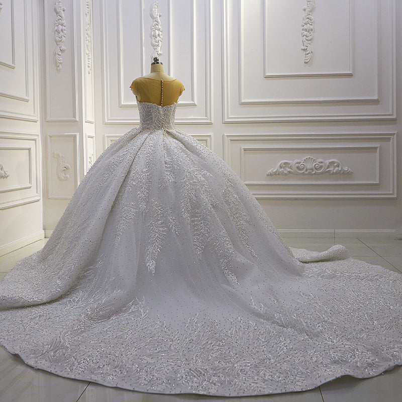 Custom Elegant Off Shoulder Shiny Embroidered Tutu Dress Bridal Wedding - Image 5