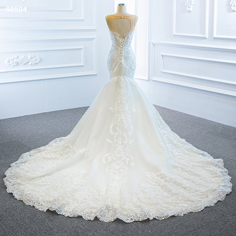 lace wedding dresses with detachable shawl sweetheart rhinestone mermaid wedding dresses - Image 8