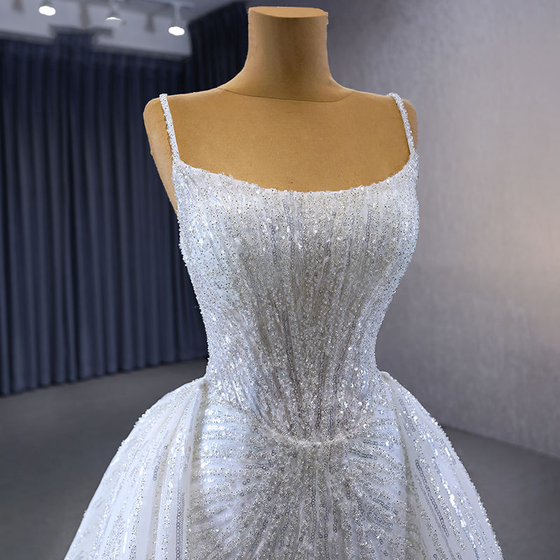 Elegant Sequins Beaded Spaghetti Straps Mermaid Wedding Dress - Image 4
