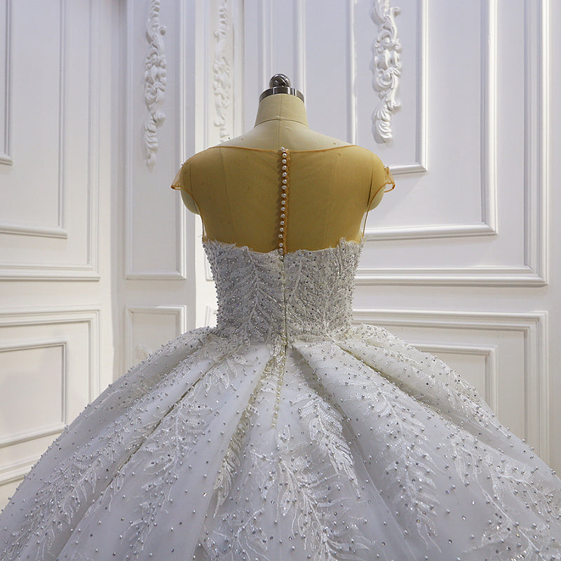 Custom Elegant Off Shoulder Shiny Embroidered Tutu Dress Bridal Wedding - Image 7