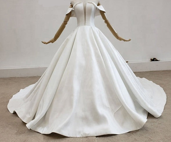 elegant Italy satin luxury high neck wedding gown bridal dress - Image 3