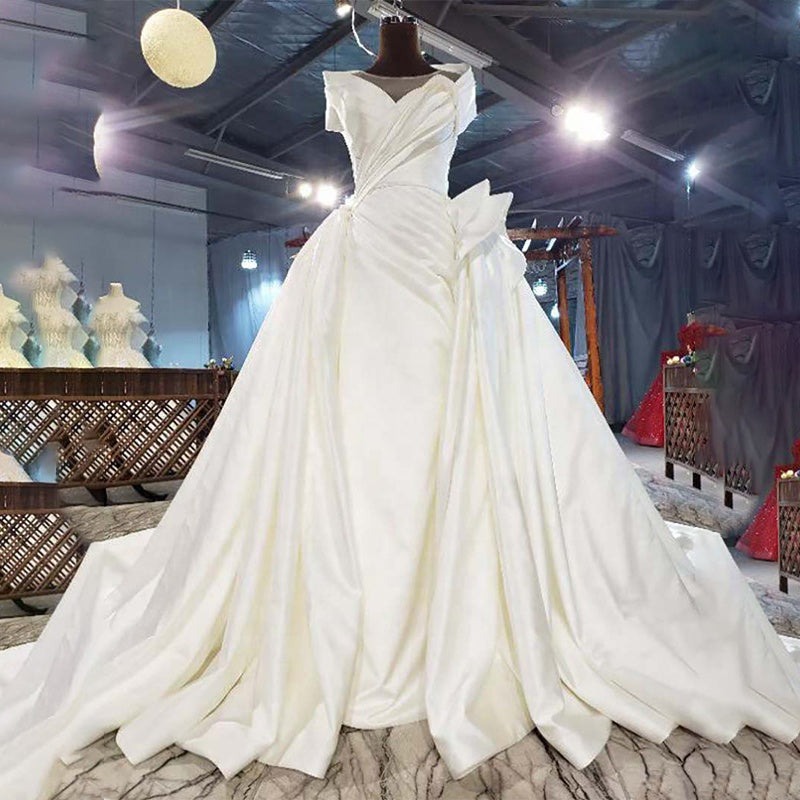 Marriage Satin A Line Beautiful High Quality Wedding Dress - Image 3