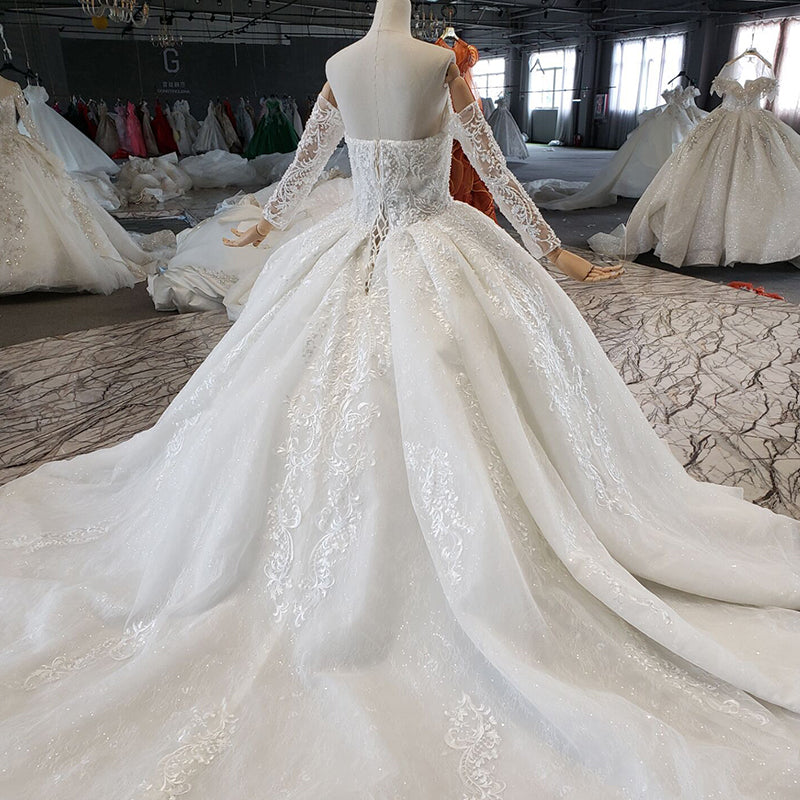 Wedding Dress Tulle Luxury Bud White Embroidered Ladies Wedding Dress - Image 5