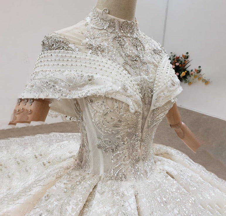 High Neck Sequined Dresses Wedding Dress Bridal Gowns - Image 6