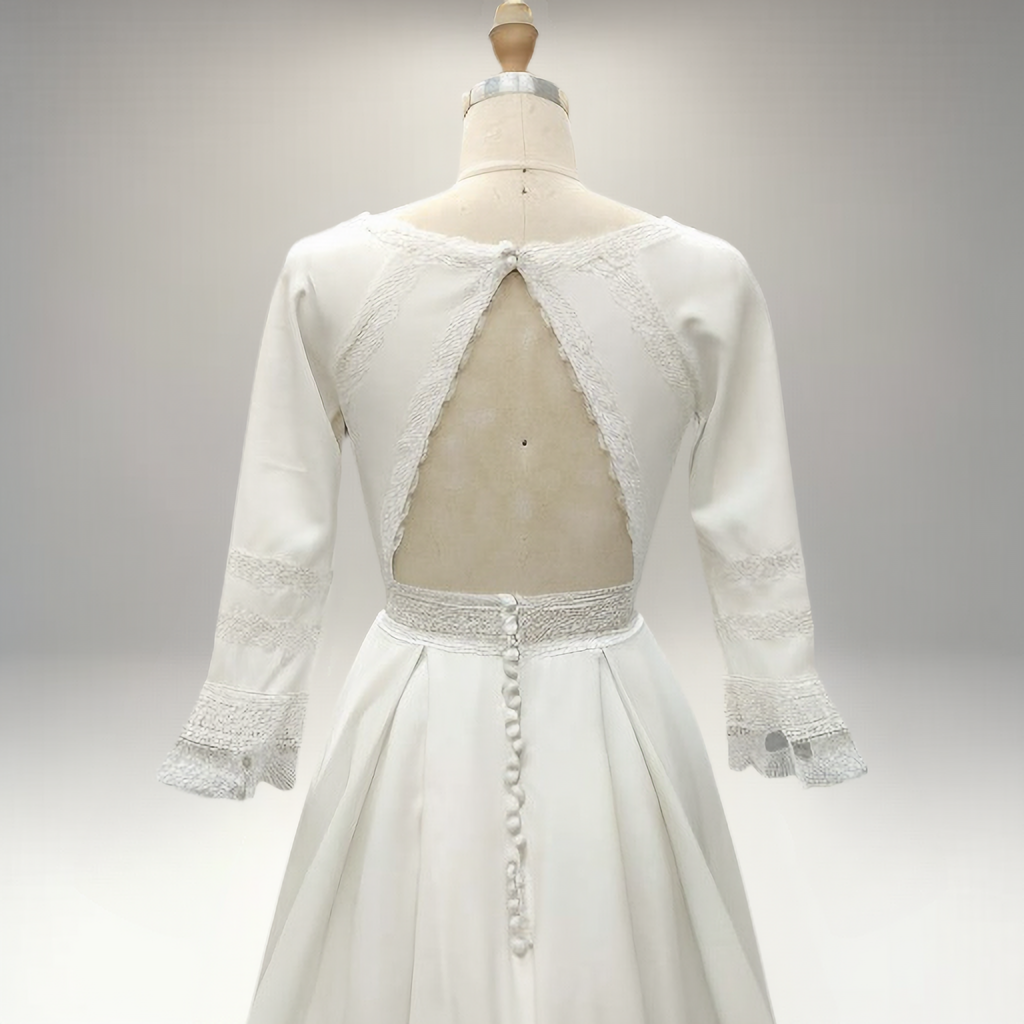 A Line Wedding Dress Party Prom Bridal Long Sleeve Bridesmaid Maxi Wedding Dresses - Image 3