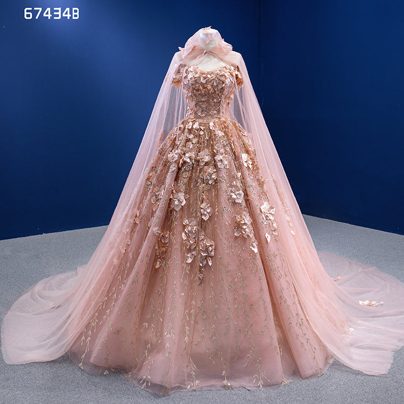 2022 Custom  Evening Dress Luxury Sparkling Flower Pink Embroidered Prom Dress