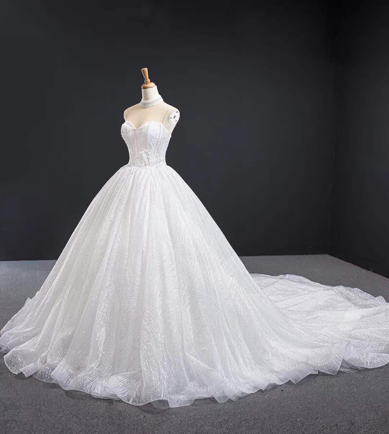Sexy High Neck Sweetheart Elegant Gown Wedding Dress Bridal Women Ball Gown