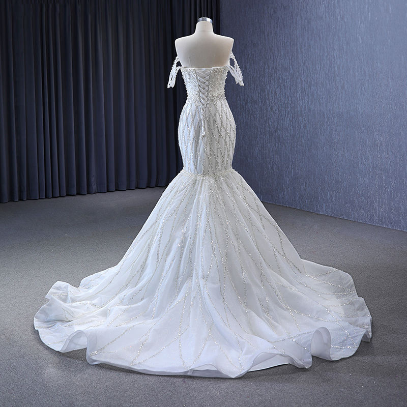 Elegant Floor-length Bride white Party Mermaid collection set Formal corset bridesmaid Wedding dress - Image 4