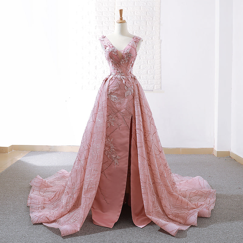 luxury ladies open leg sexy prom dresses sequin flower pattern evening dress