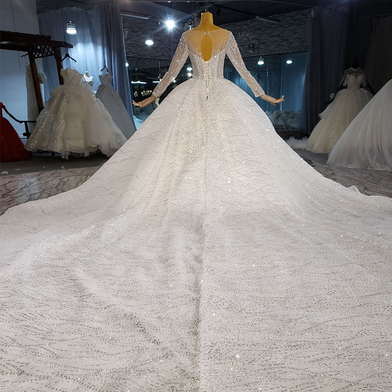 High Quality Long Sleeve Beading Lace Wedding Dress Bridal Gown - Image 6