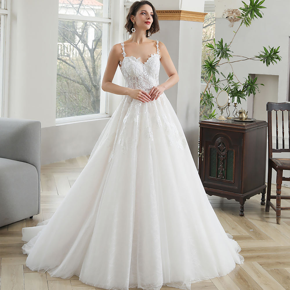 Gorgeous Illusion Sweetheart Floral Print A-line Elegant Women Dress For Wedding