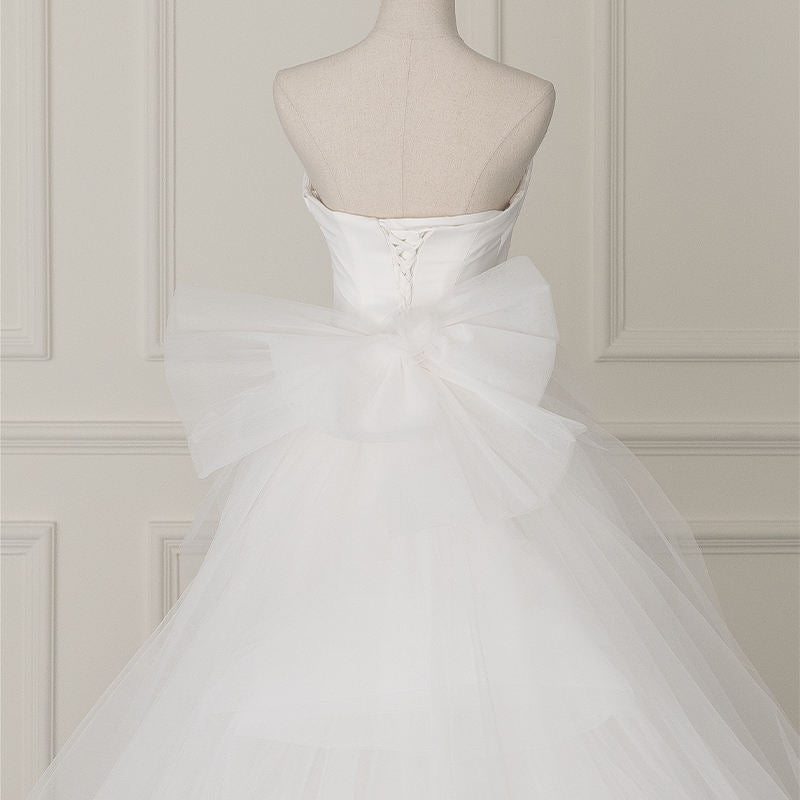 Modern Strapless Mermaid Satin Bow As Floor Wedding Dresses - Image 5