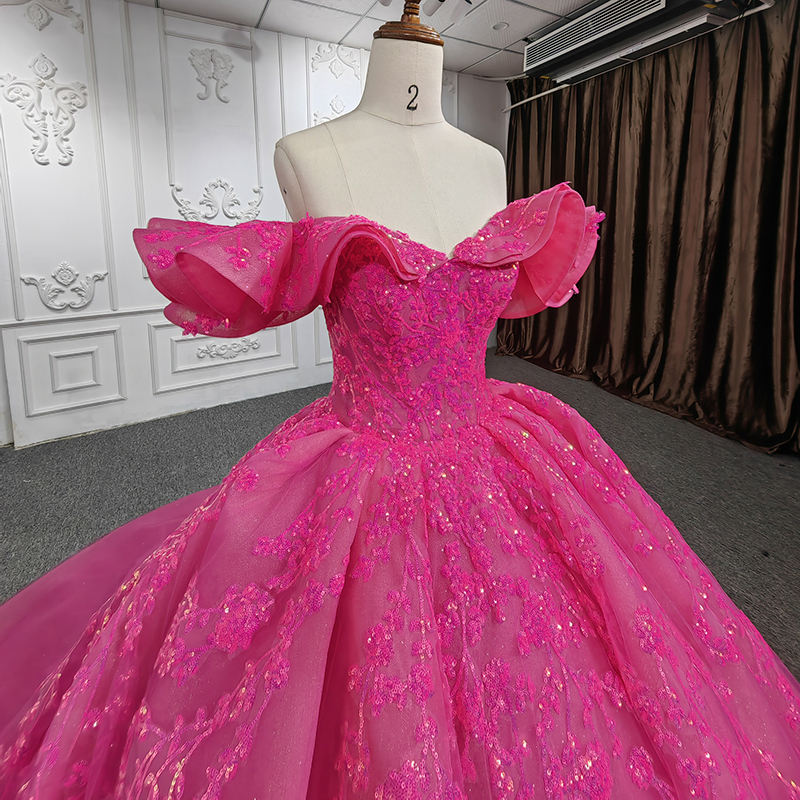 Off Shoulder Embroidery Strapless Organza Formal Ball Gown Evening Dresses