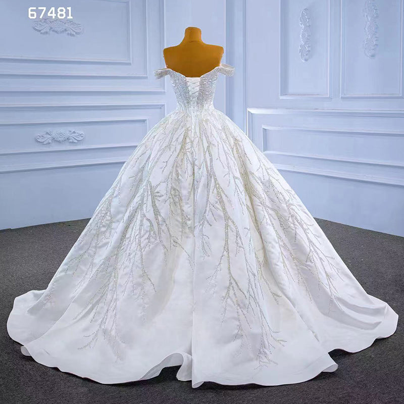 Bridal Dress Sweetheart Beaded Sequin Backless Sexy Tutu Skirt White Fabric - Image 5